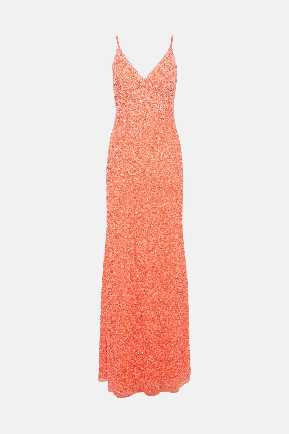 Sequin Orange Dress Boohoo Sequin Halterneck Drape Mini Dress