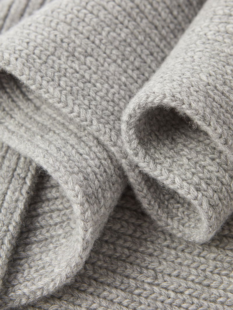 Miu Miu Grey Ribbed Knit Balaclava Scarf MIU MIU Logo-Jacquard Rib-Knit Cashmere Scarf | endource main image 4