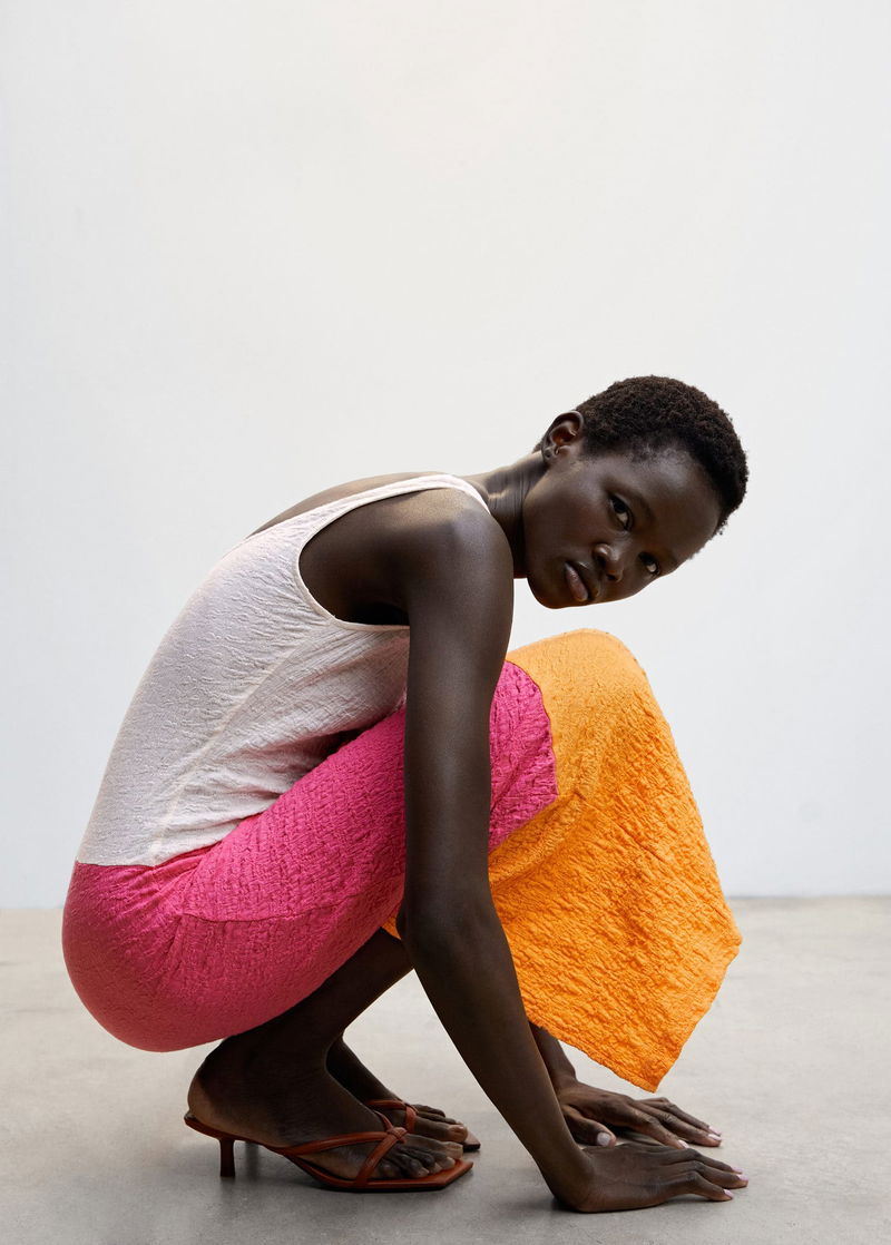 MANGO Textured Knitted Dress | endource