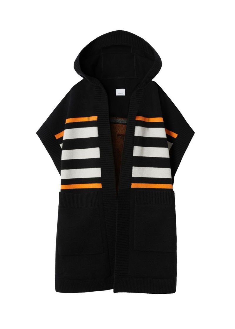 BURBERRY Monogram Motif Intarsia Wool Cashmere Blend Cape endource