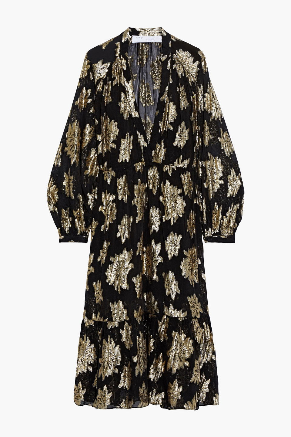 IRO Katte Metallic Fil Coup Chiffon Midi Dress | endource