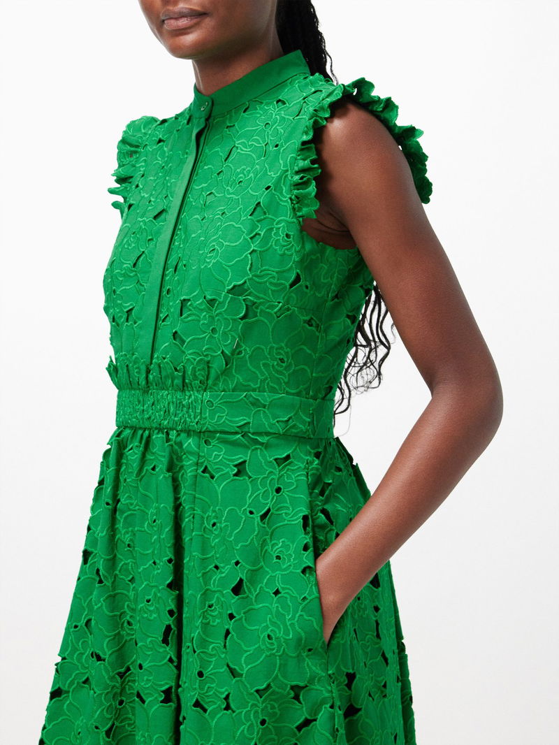 erdem green lace dress ERDEM Broderie Anglaise Cotton Midi Dress
