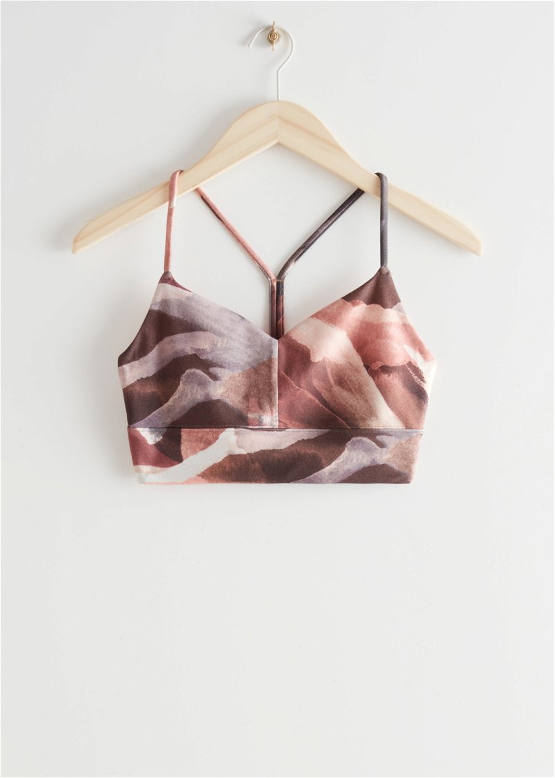  OTHER STORIES Quick-Dry Halter Yoga Bra in Brown Print