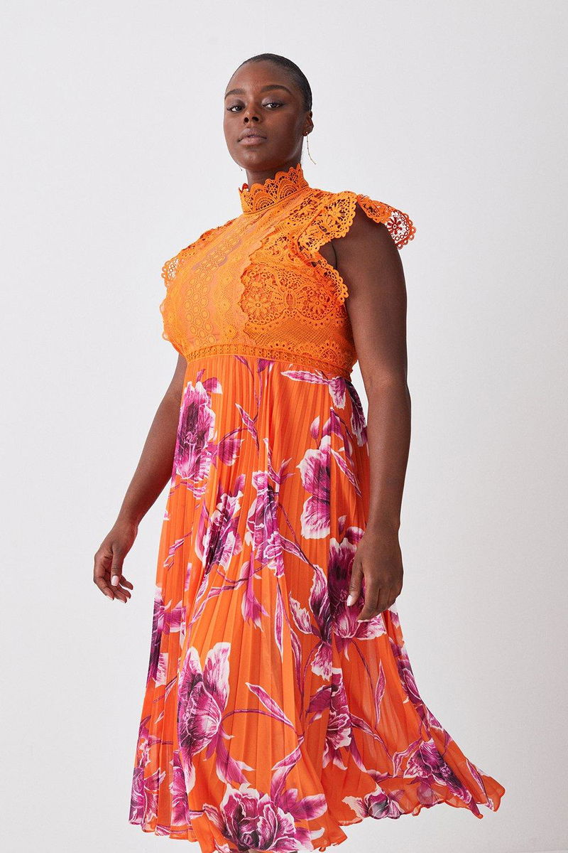 Tangy Tangerine Midi Plus size Dress