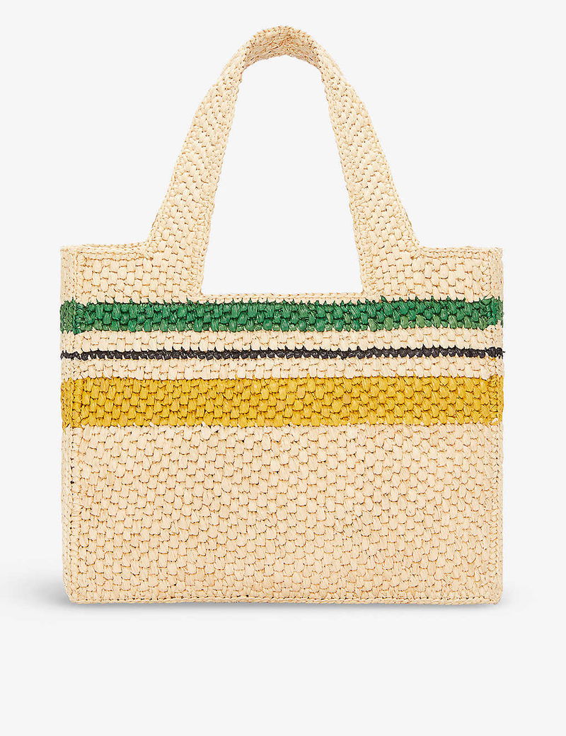 Paulas Ibiza Small Logo Raffia Tote Bag in Yellow - Loewe