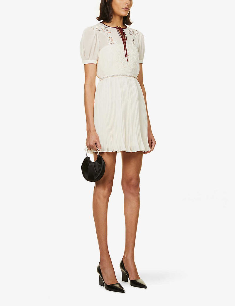 sachin and babi light blue dress Embroidered sequined wrinkled chiffon minidress | Icône | Women's Short  Dresses main image 0