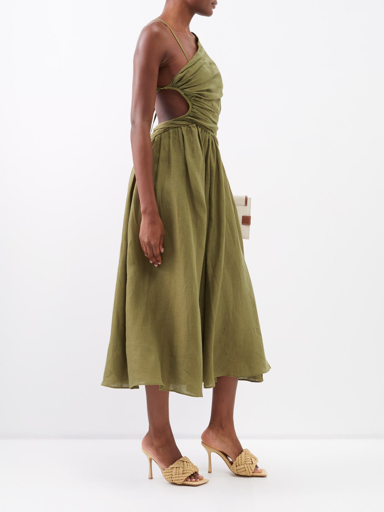 ZIMMERMANN Laurel Asymmetric Linen Midi Dress