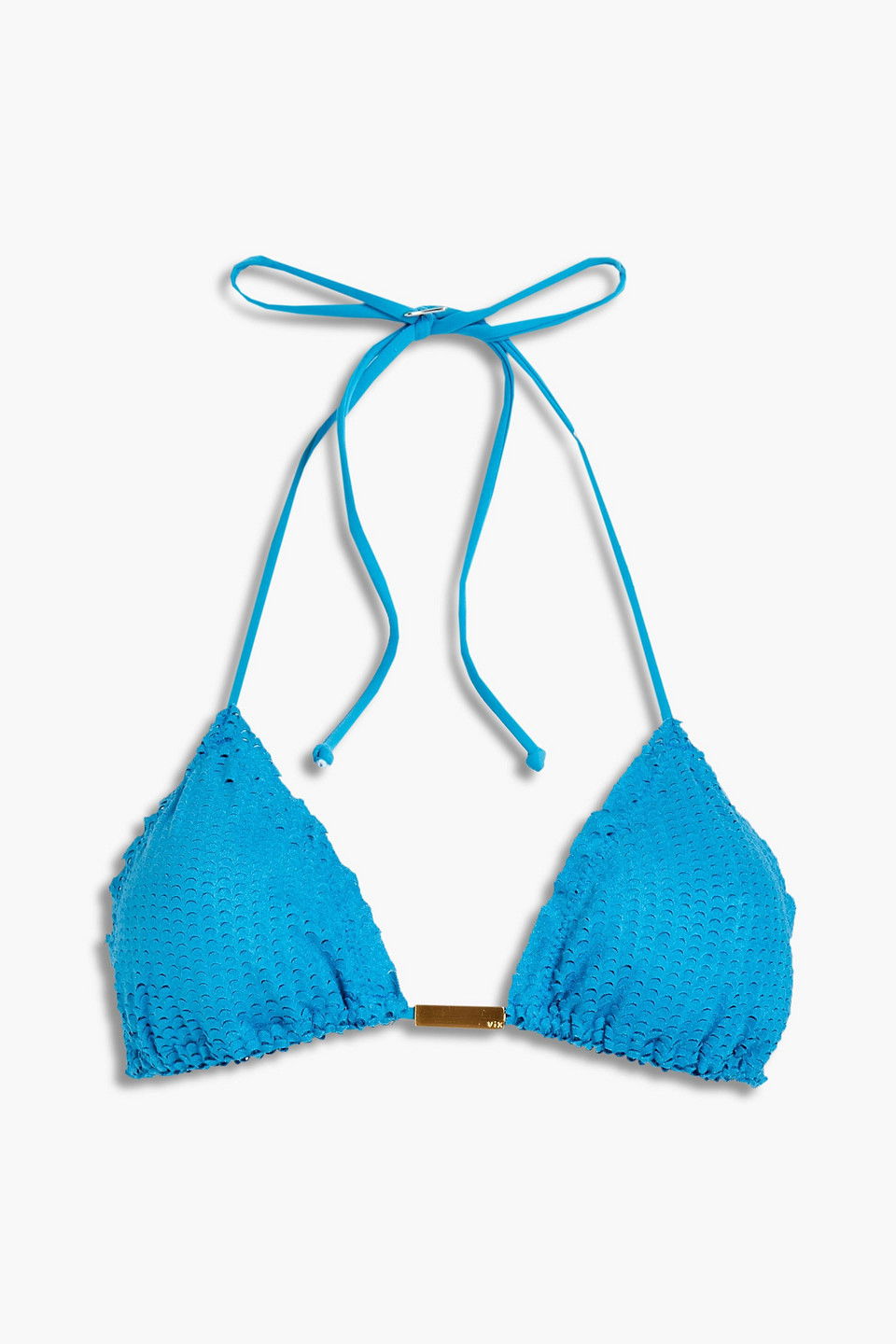 VIX PAULA HERMANNY Scales Ripple Laser-Cut Triangle Bikini Top in Blue ...
