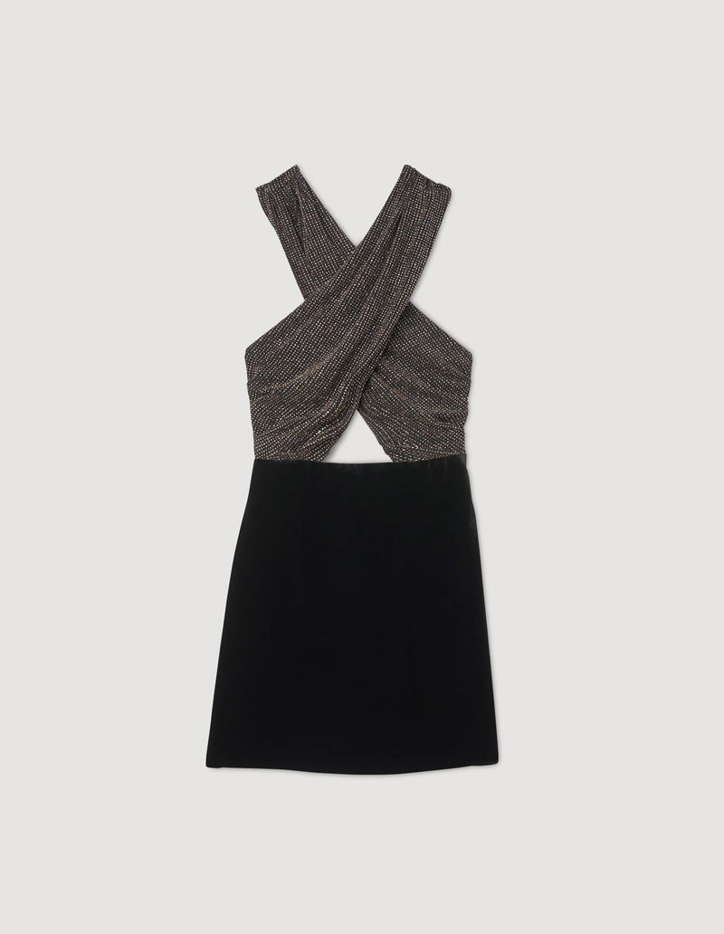 SANDRO Dual-Material Short Dress