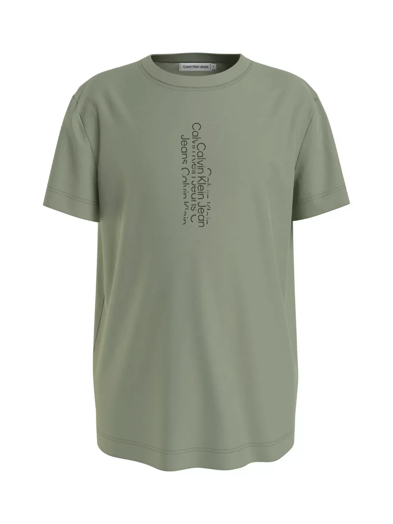 CALVIN KLEIN Kids\' Endource Cotton Repeat Sage | Earth in T-Shirt Logo