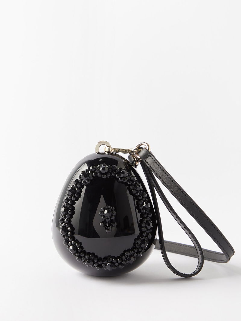 SIMONE ROCHA Egg BeadEmbellished Clutch Bag in Black Endource