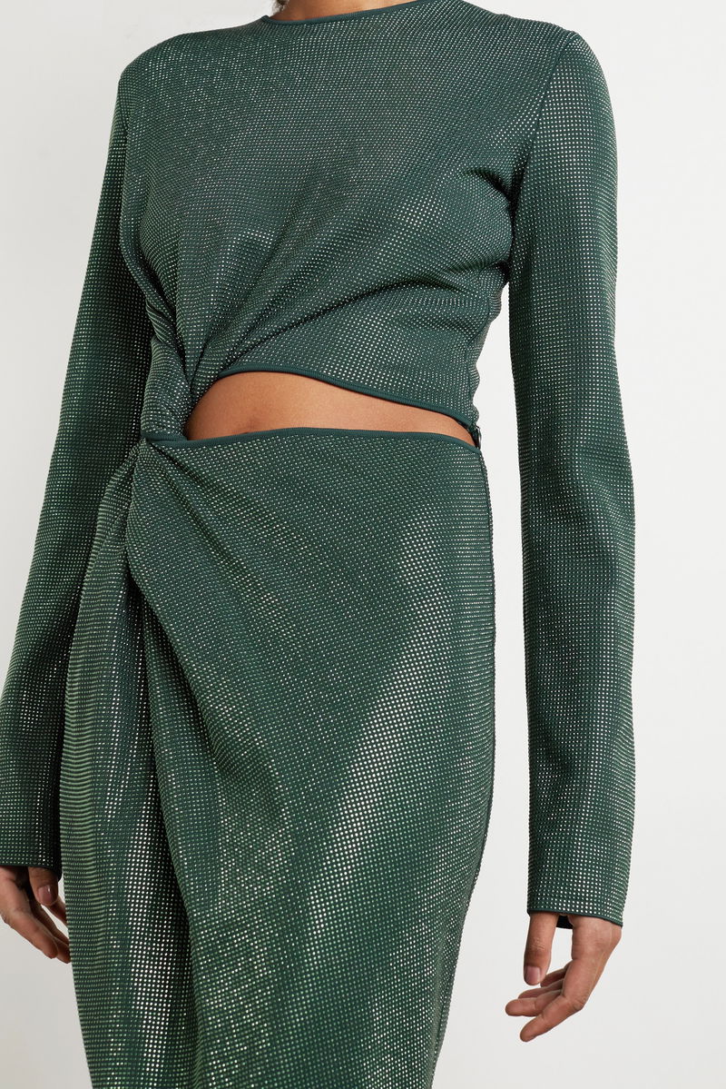 BOTTEGA VENETA Cutout Twisted Studded Jersey Dress | endource BOTTEGA VENETA Cutout Twisted Studded Jersey Dress | endource
