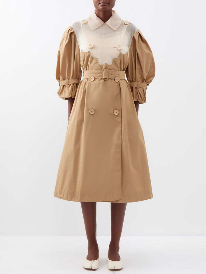 Fashion Simone Rocha Trench Coat SIMONE ROCHA Tulle-Insert Nylon
