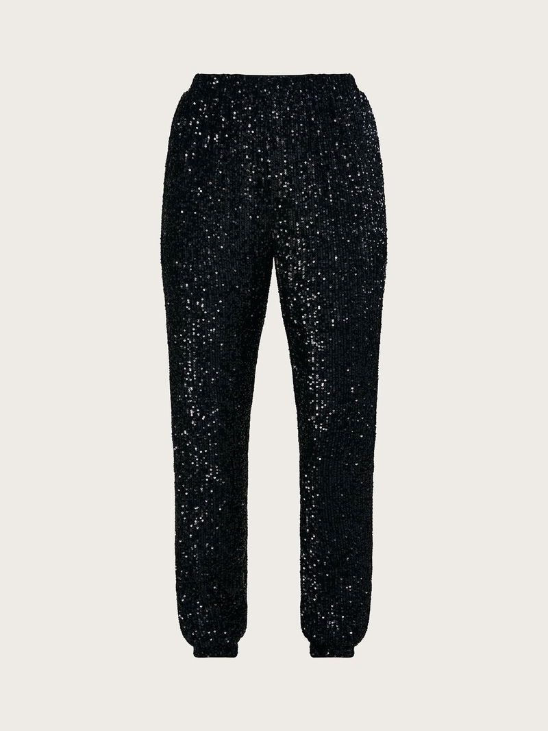 Monsoon Sonya Sequin Joggers in Black