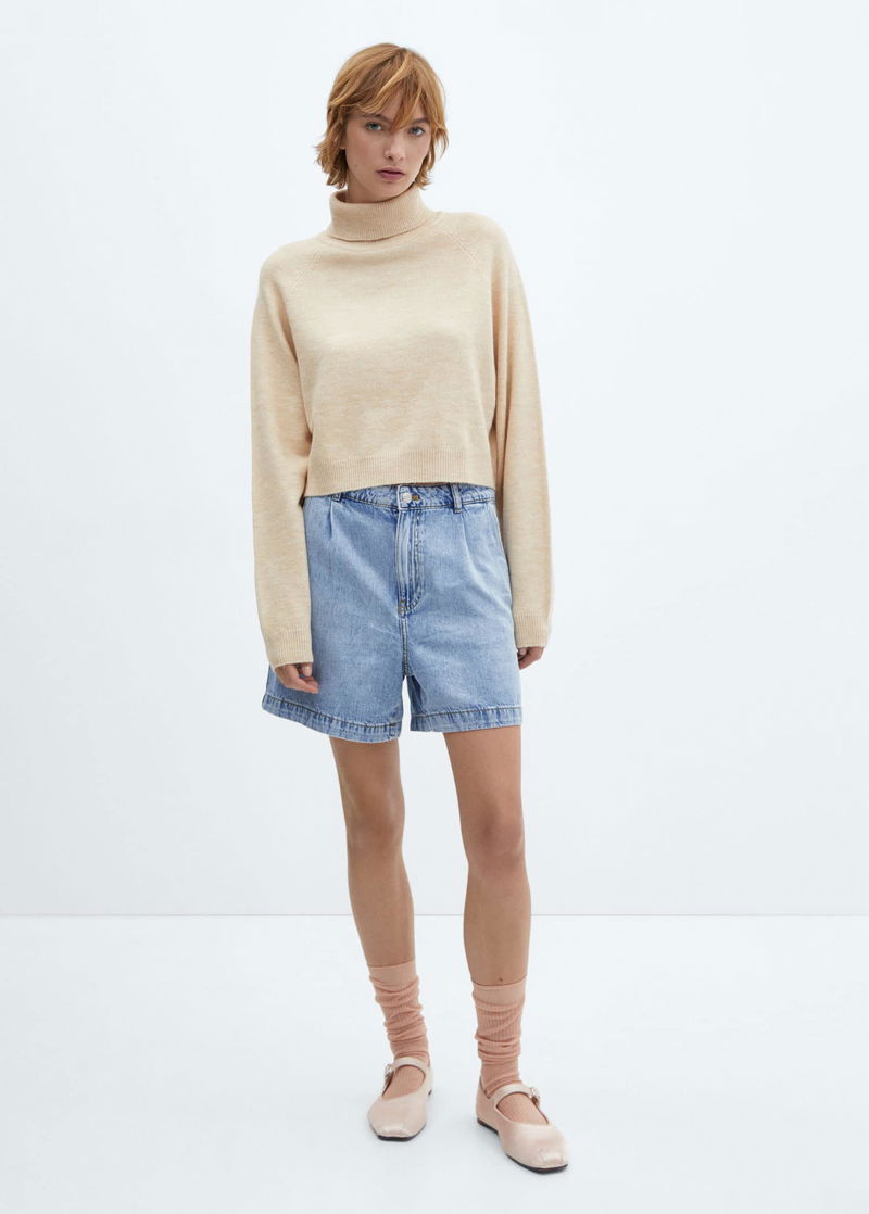 MANGO Slouchy Denim Shorts endource - Main Image