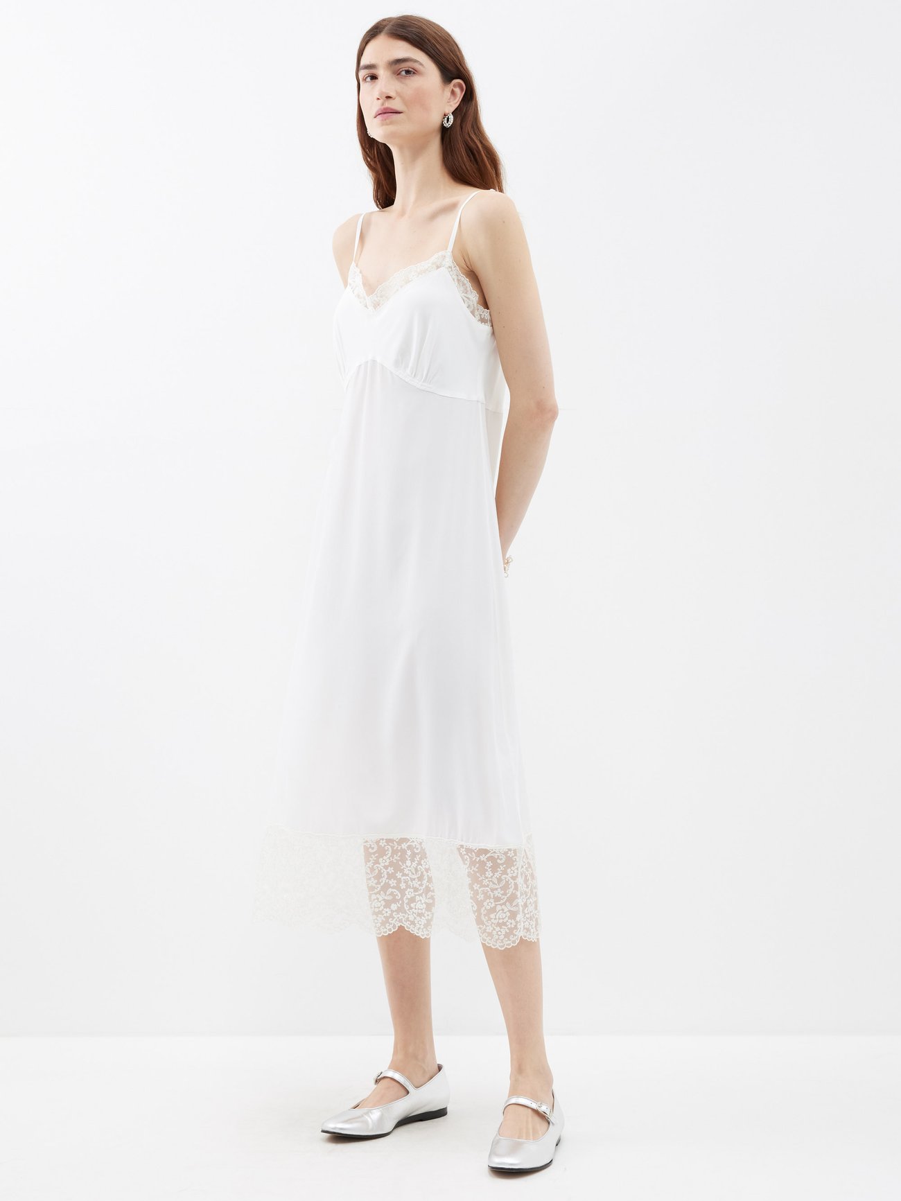 midi white summer dress White Midi Dress with Black Trim – One Size