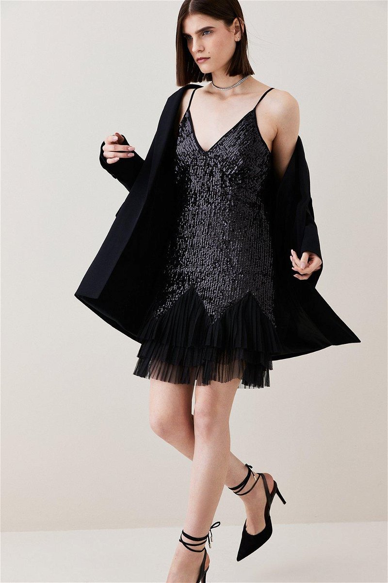 MAJE Reville sequin-embellished lace mini dress