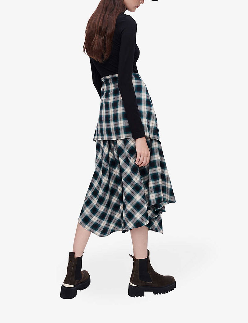 MAJE Raprisera Layered-Effect Checked Dress