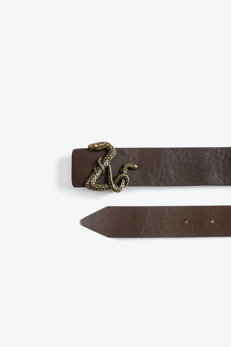 Zadig & Voltaire Initiale Belt Natur Noir, Leather Belt