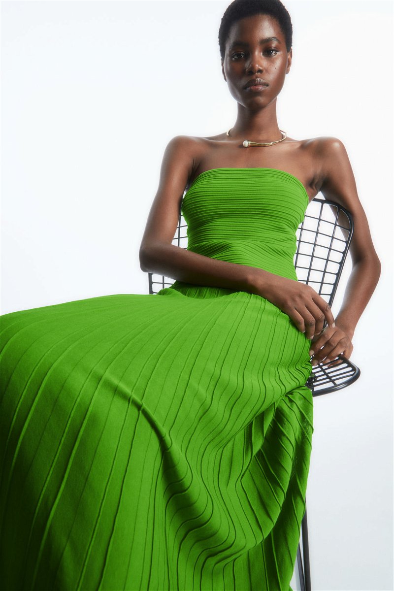 COS Knitted Bandeau Maxi Dress in GREEN