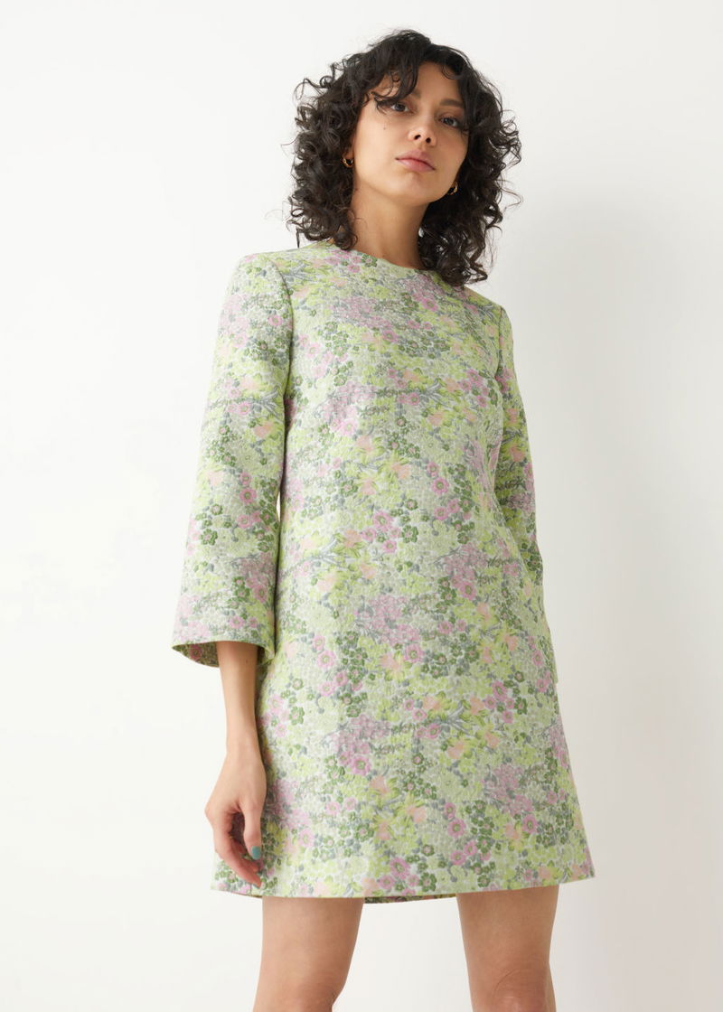 open back jacquard mini dress Susan White Jacquard Back Bow Mini Dress Studio 3:19