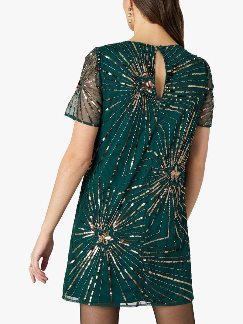 monsoon green sequin dress Moon Dust Sequin Mini Dress Forest Green main image 1