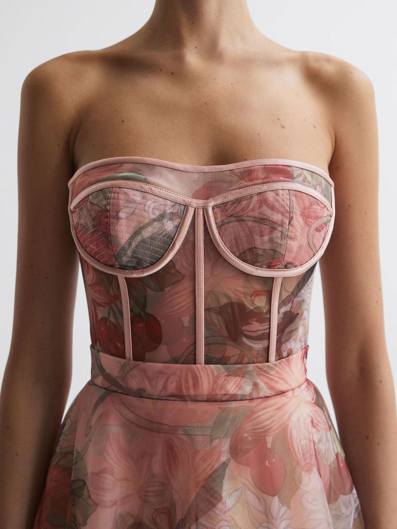 LEO LIN Rae Bustier Tulle Midi Dress | endource LEO LIN Rae Bustier Tulle Midi Dress | endource