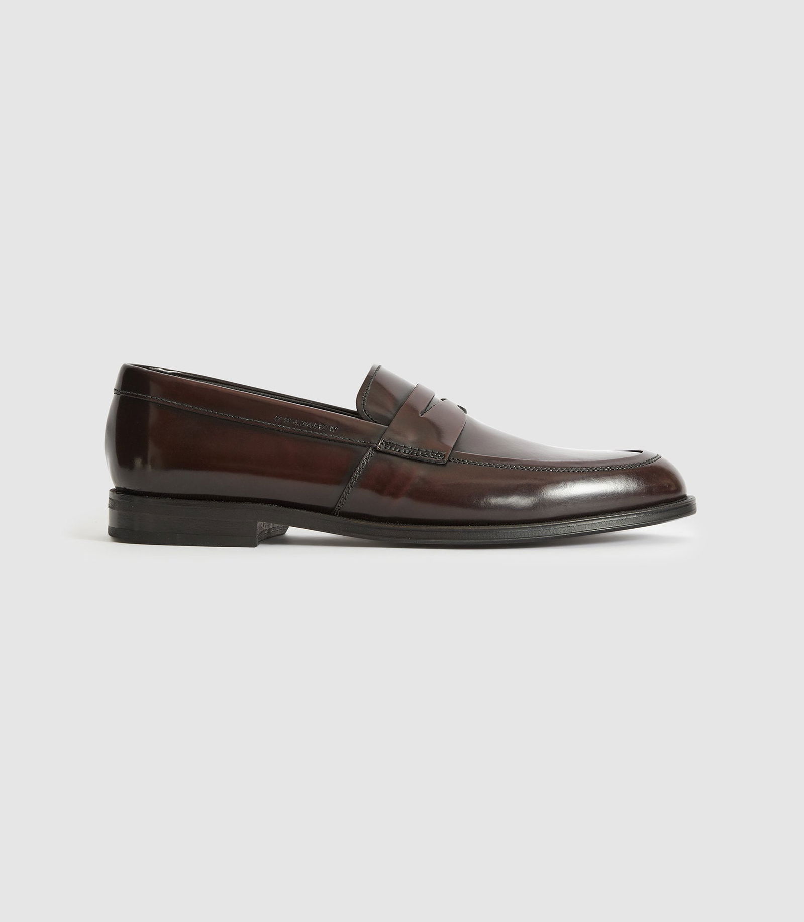 REISS Ernest Leather Penny Loafers in Bordeaux | Endource