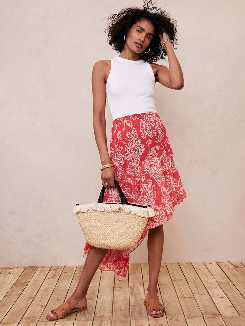 Gracie Print Tiered Midi Skirt