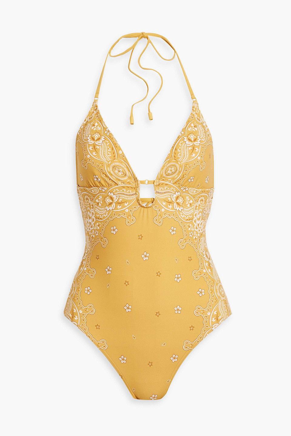 ZIMMERMANN Cutout Paisley-Print Swimsuit in Yellow | Endource