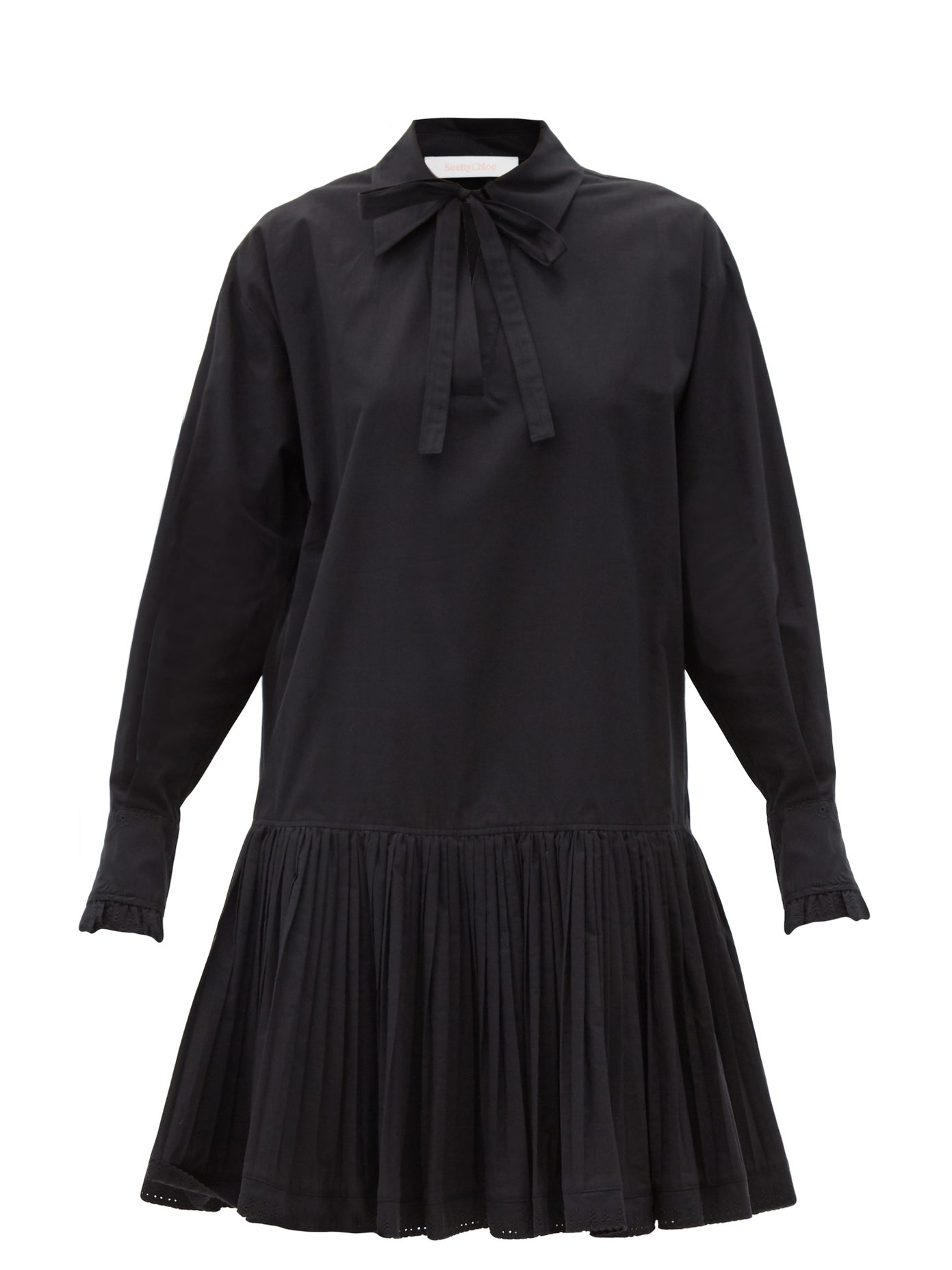 see by chloe collared shirt dress SEE BY CHLO Dropped-Waist Cotton Shirt Dress