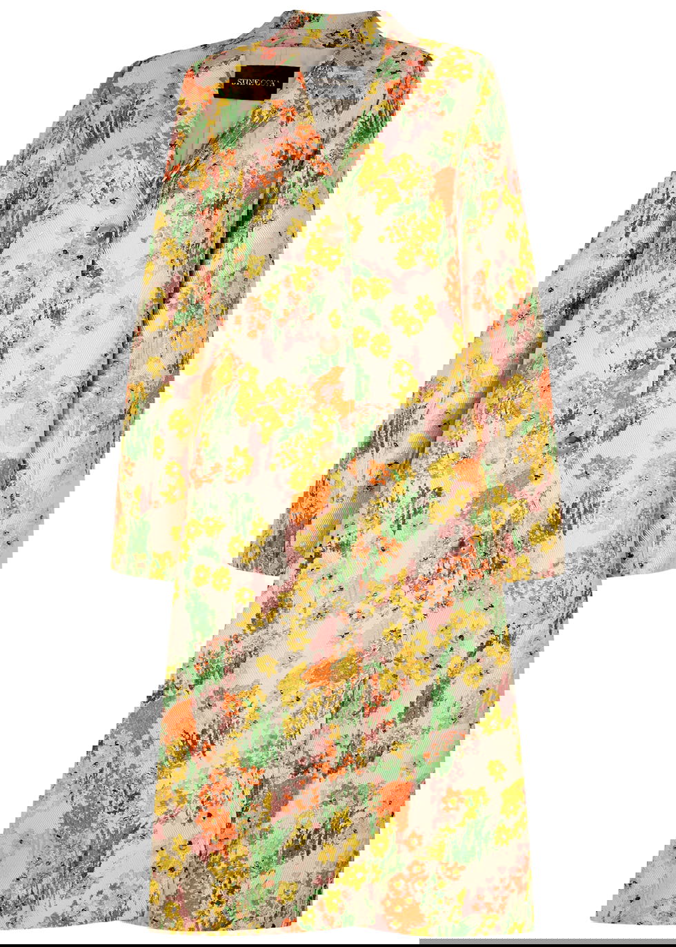 STINE GOYA Cornelia Floral-Jacquard Metallic-Weave Coat endource