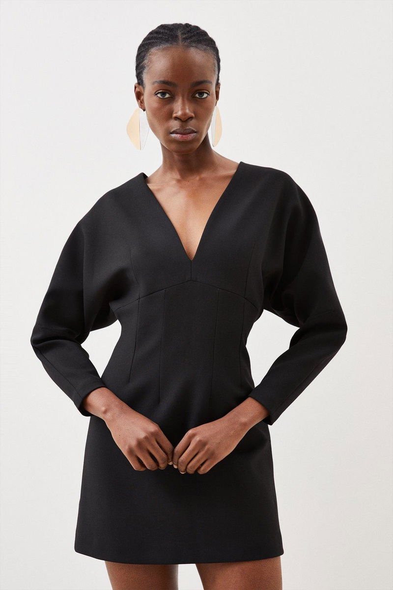 karen millen black mini dress Karen Millen Figure Form Bandage Taffeta Bow Knit Mini Dress in Black