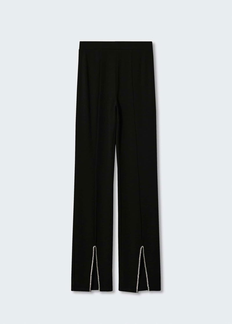 MANGO Slit Hem Trousers in Black