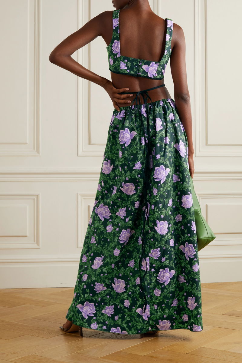 AGUA BY AGUA BENDITA Cuarzo Peonia Ocaso Cutout Floral-Print Cotton-Poplin Maxi Dress | endource AGUA BY AGUA BENDITA Cuarzo Peonia Ocaso Cutout Floral-Print Cotton-Poplin Maxi Dress | endource