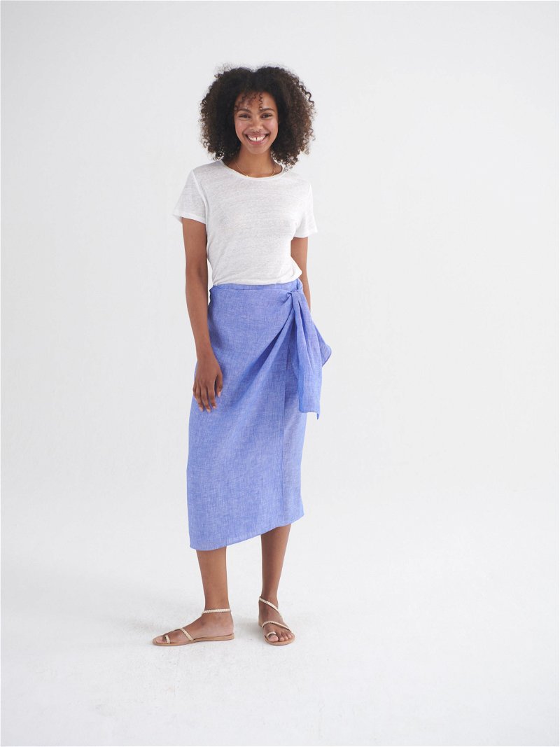 Himari linen wrap skirt in white – NRBY