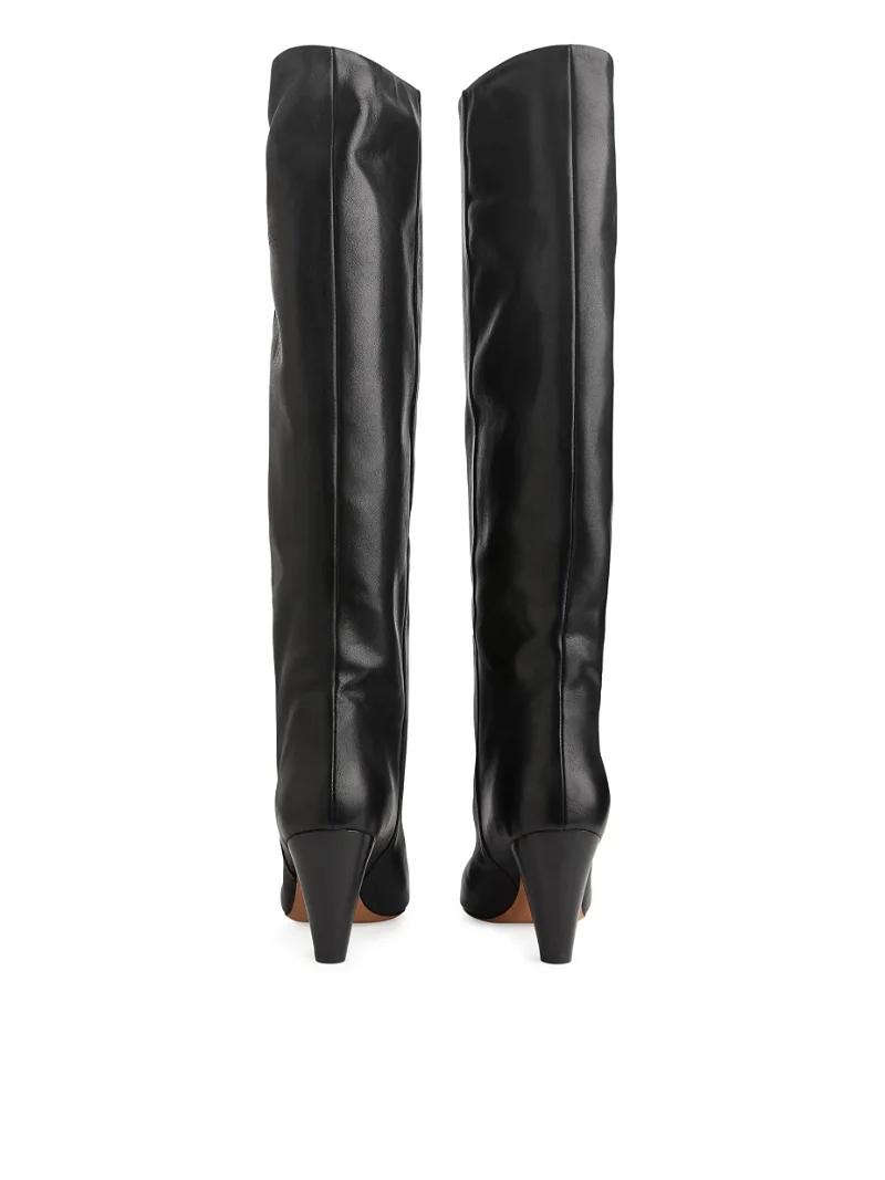 ARKET Wide-Shaft Leather Boots in Black | Endource
