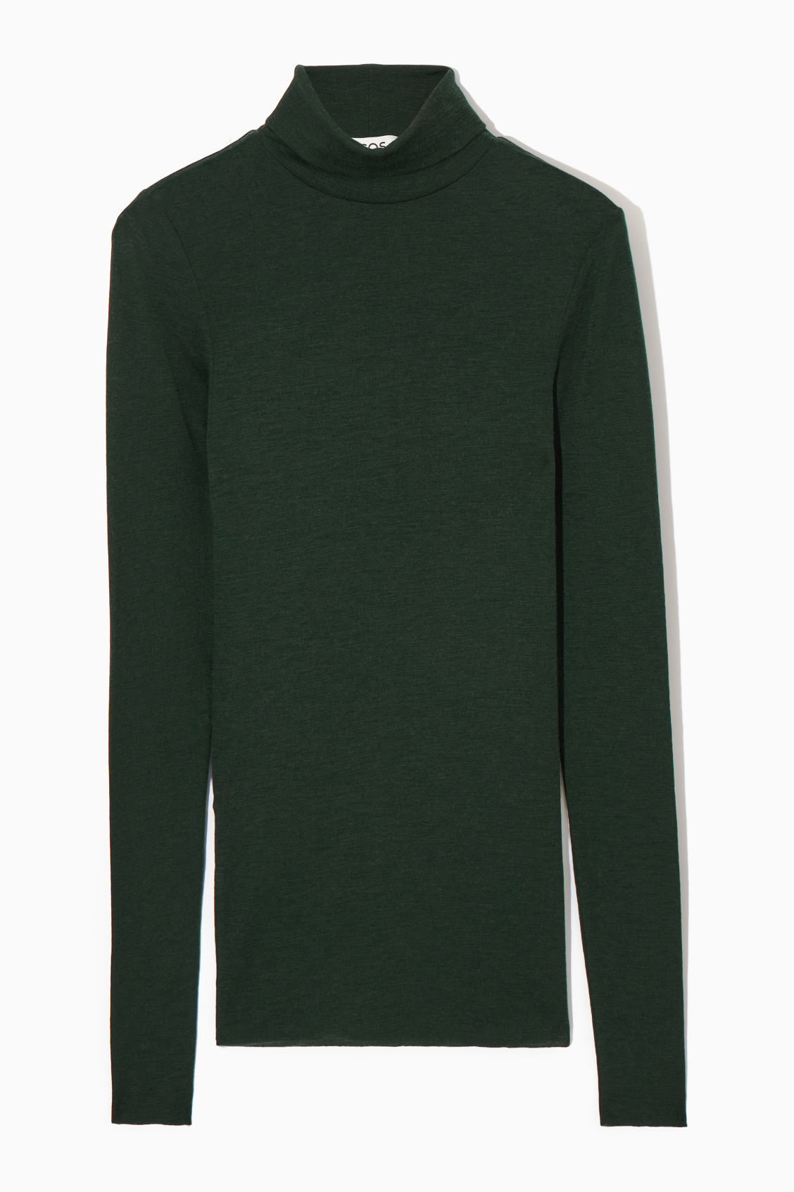 COS Merino Wool Turtleneck Top in DARK GREEN | Endource