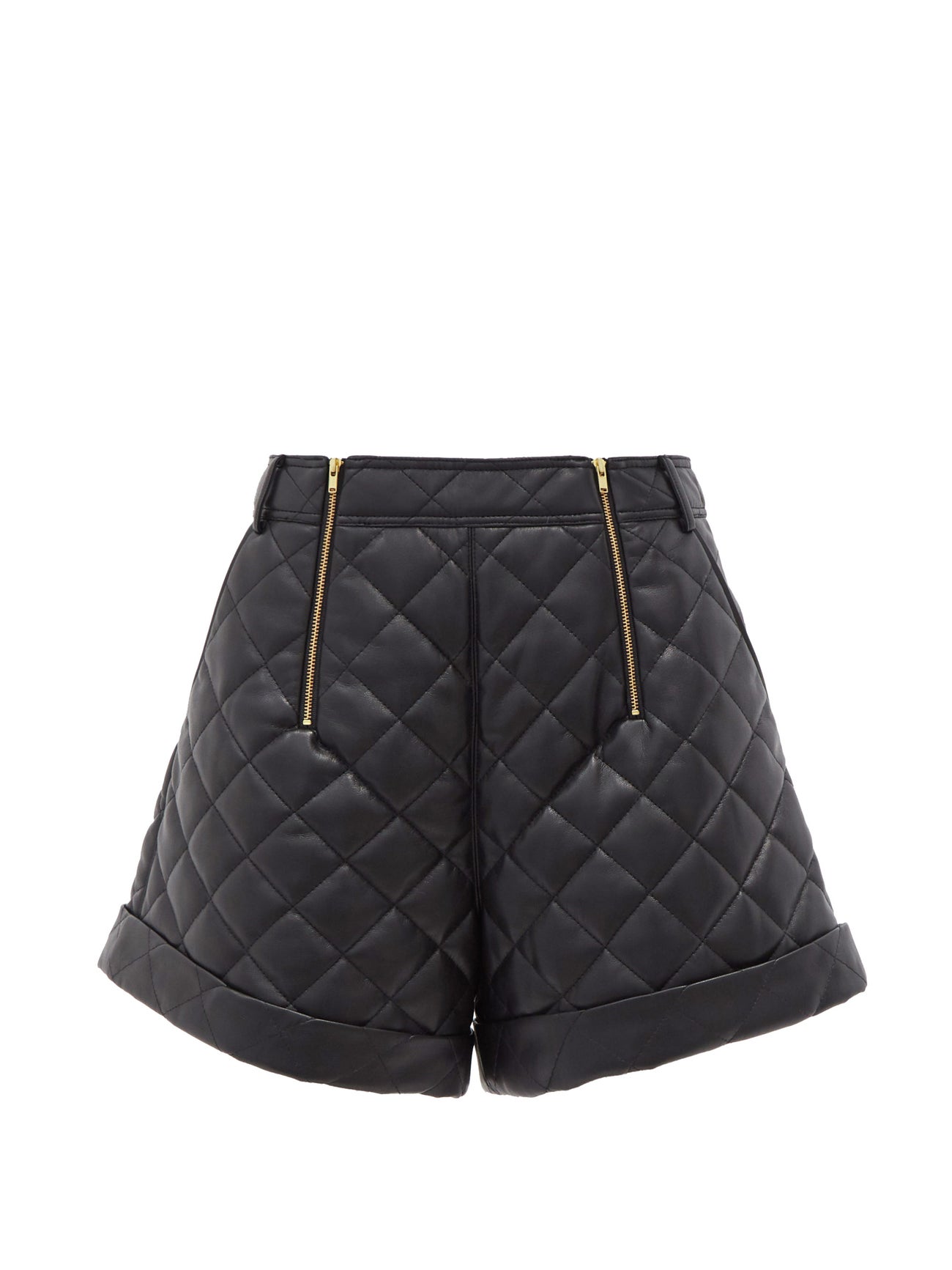 Womens Self-Portrait black Faux Leather Quilted Shorts