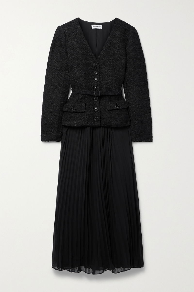 self portrait jacket pleated midi dress Self-Portrait | Dresses | New With Tag Selfportrait Jacket Pleated Mididress Size 4 Us