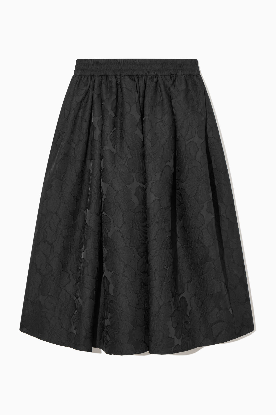 A-Line Floral Jacquard Soft Knit Midi Skirt