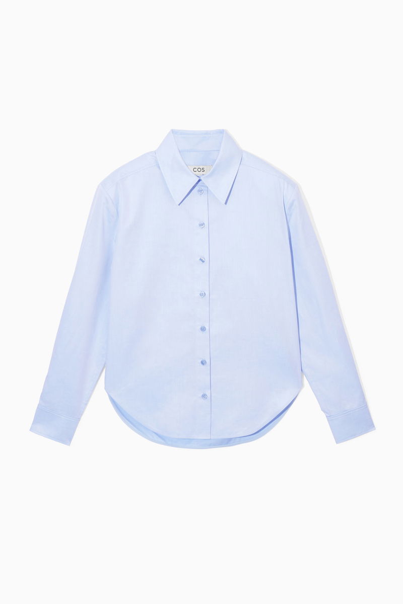 OVERSIZED COTTON-BLEND SHIRT - WHITE - COS