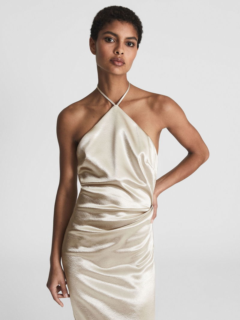 Medical Devices Reiss Positano Dress Silver Halter Neck Reiss