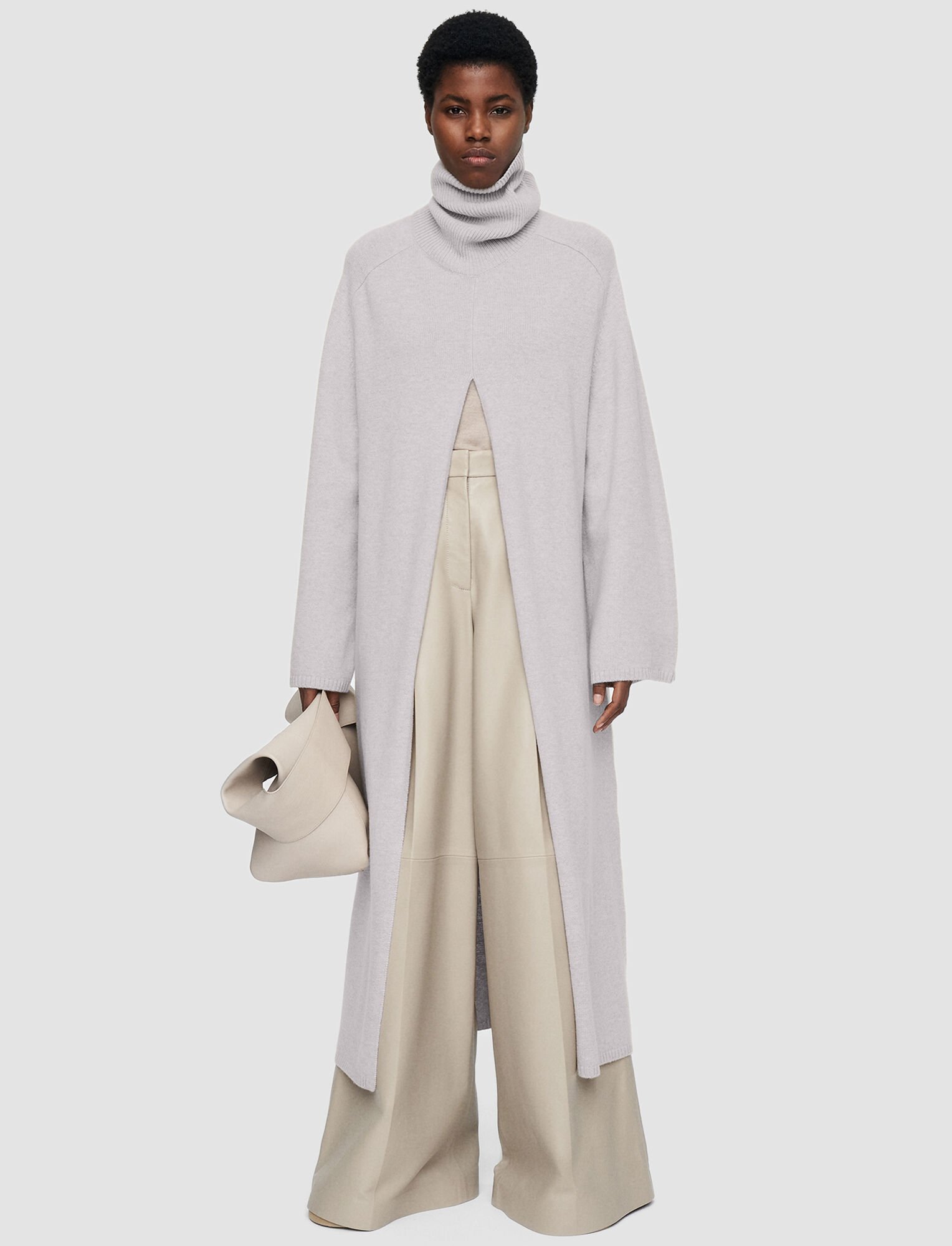 joseph knitted dress JOSEPH Ribbed-knit side-slit Sweater Dress | Neutrals