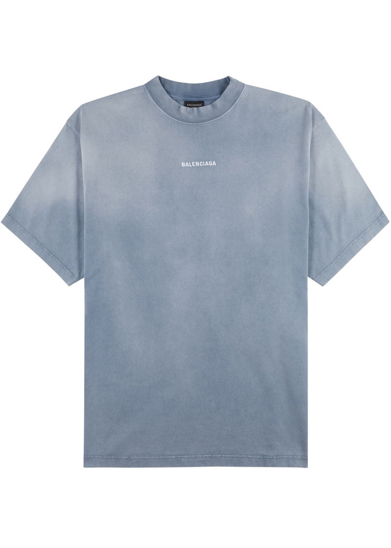 BALENCIAGA Logo-Embroidered Washed Cotton T-Shirt | endource