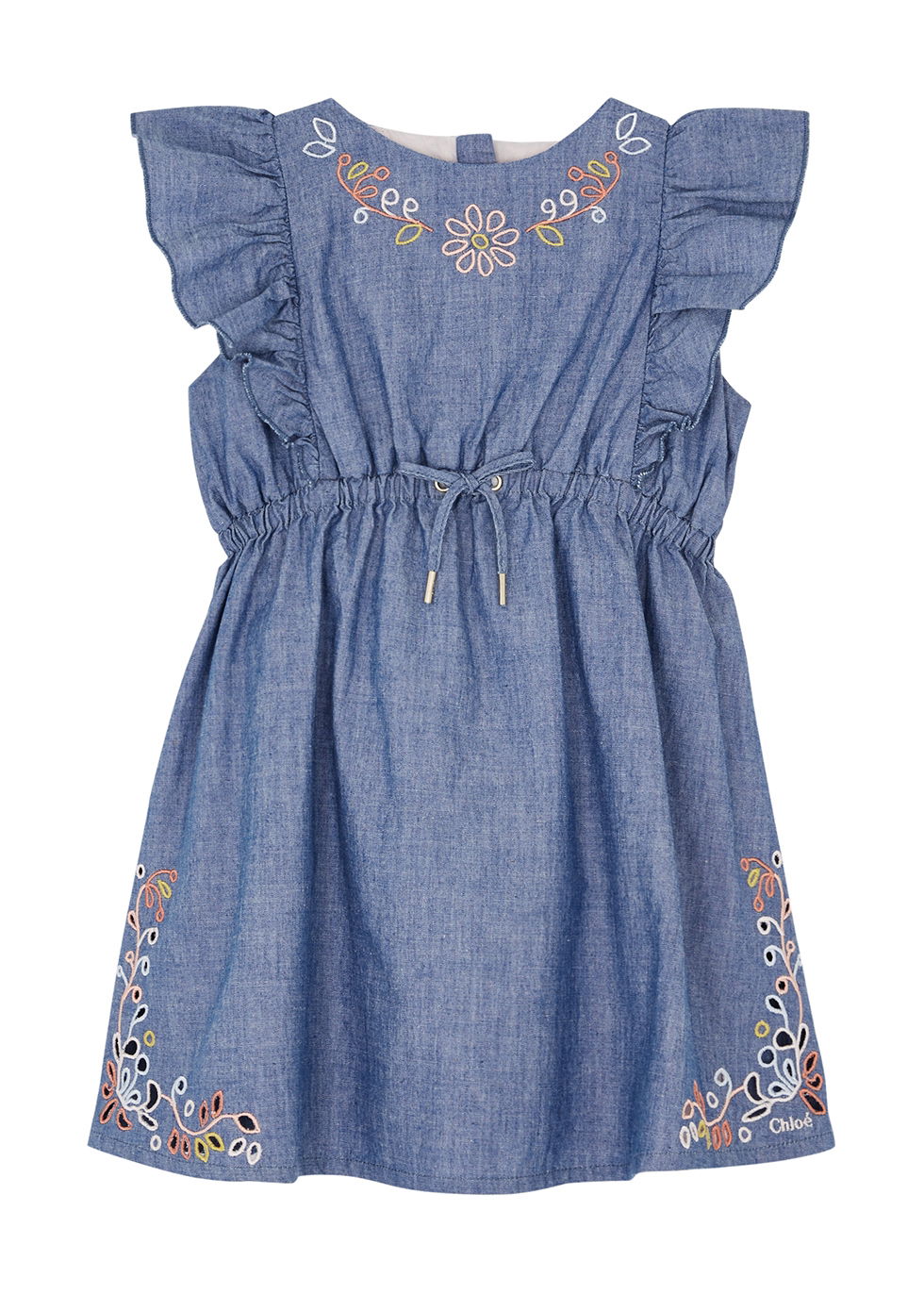 Flared Dress in Chambray Floral Scarf