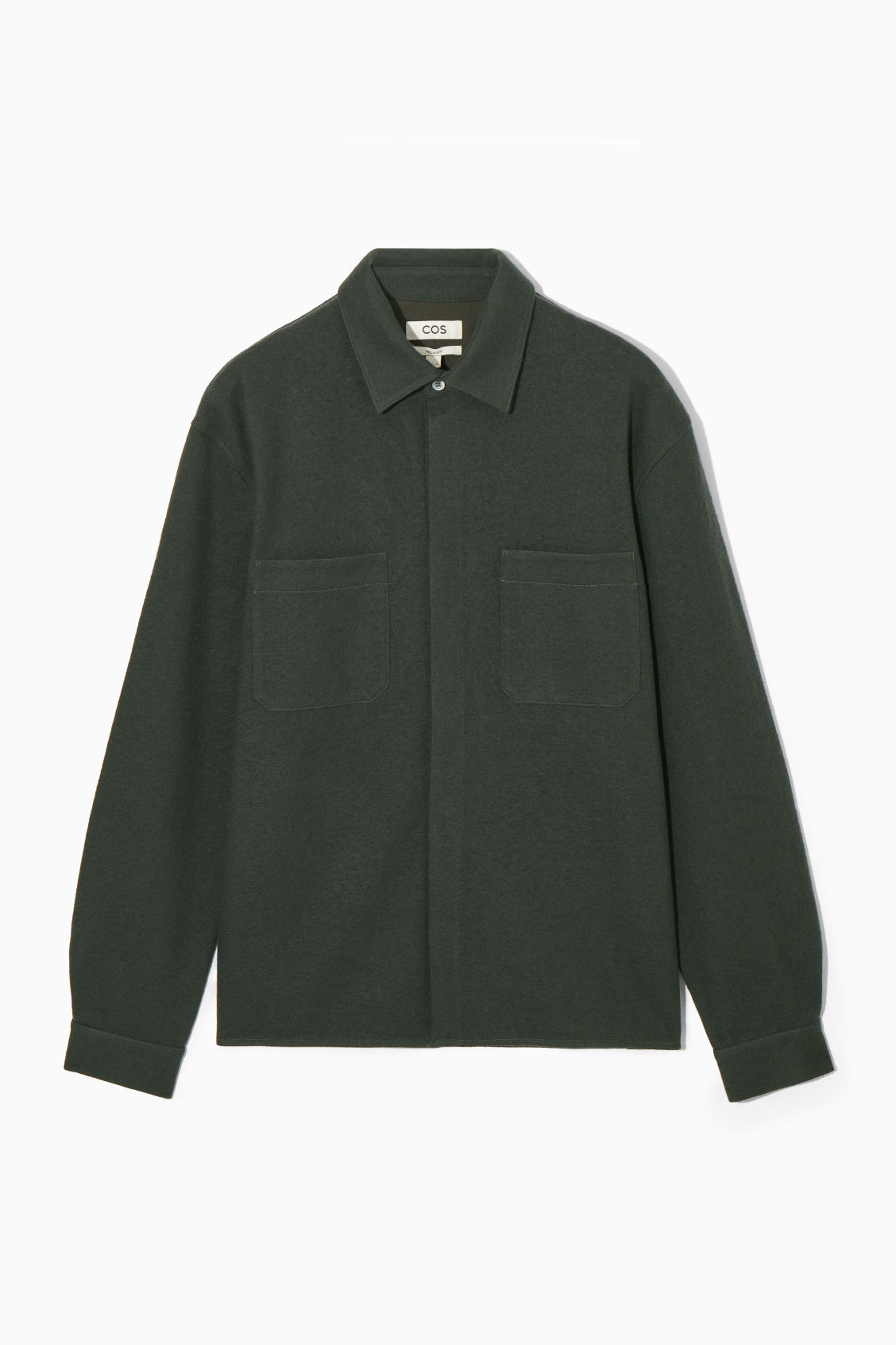 COS Wool-Jersey Overshirt in DARK GREEN | Endource