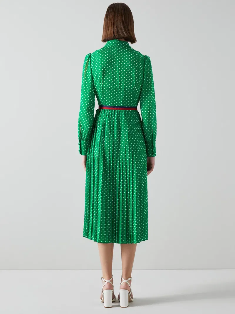 lk bennett green polka dot dress LK Bennett Dr Ellen Polka Dot Dress in Green