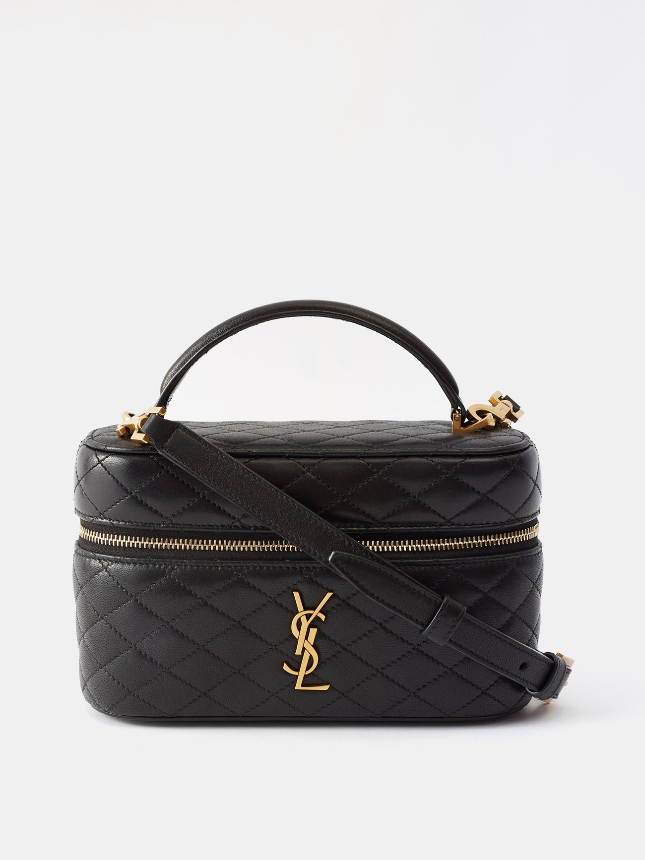 SAINT LAURENT Gaby Mini Quilted-Leather Vanity Cross-Body Bag in Black ...