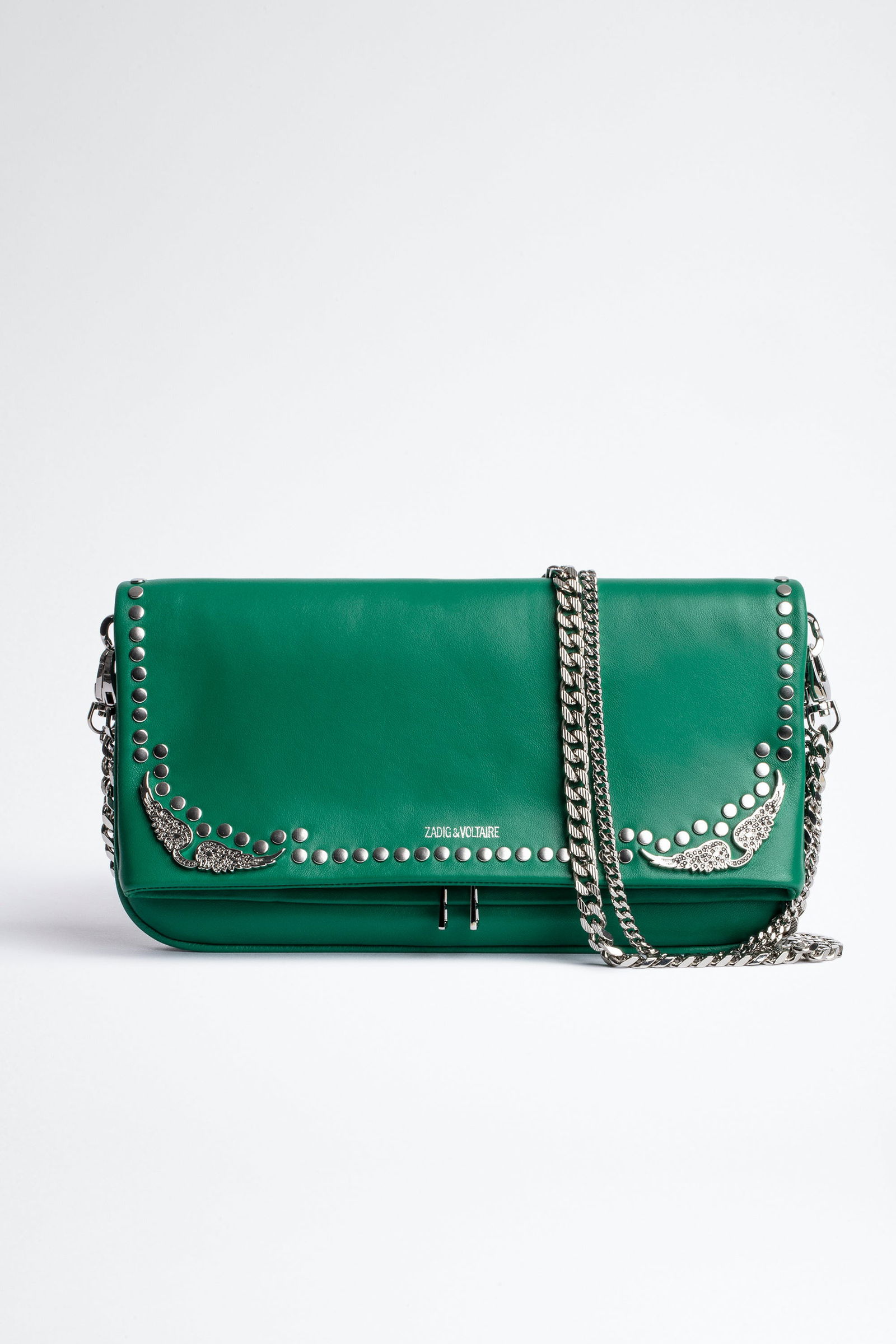 Zadig & Voltaire Rock Mirror Clutch Bag in Green